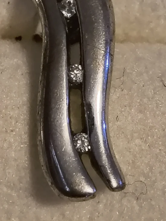 Elegant Sterling Silver Wave Earrings with Diamond Accents Signed 00.03 925 - Picture 4 of 11